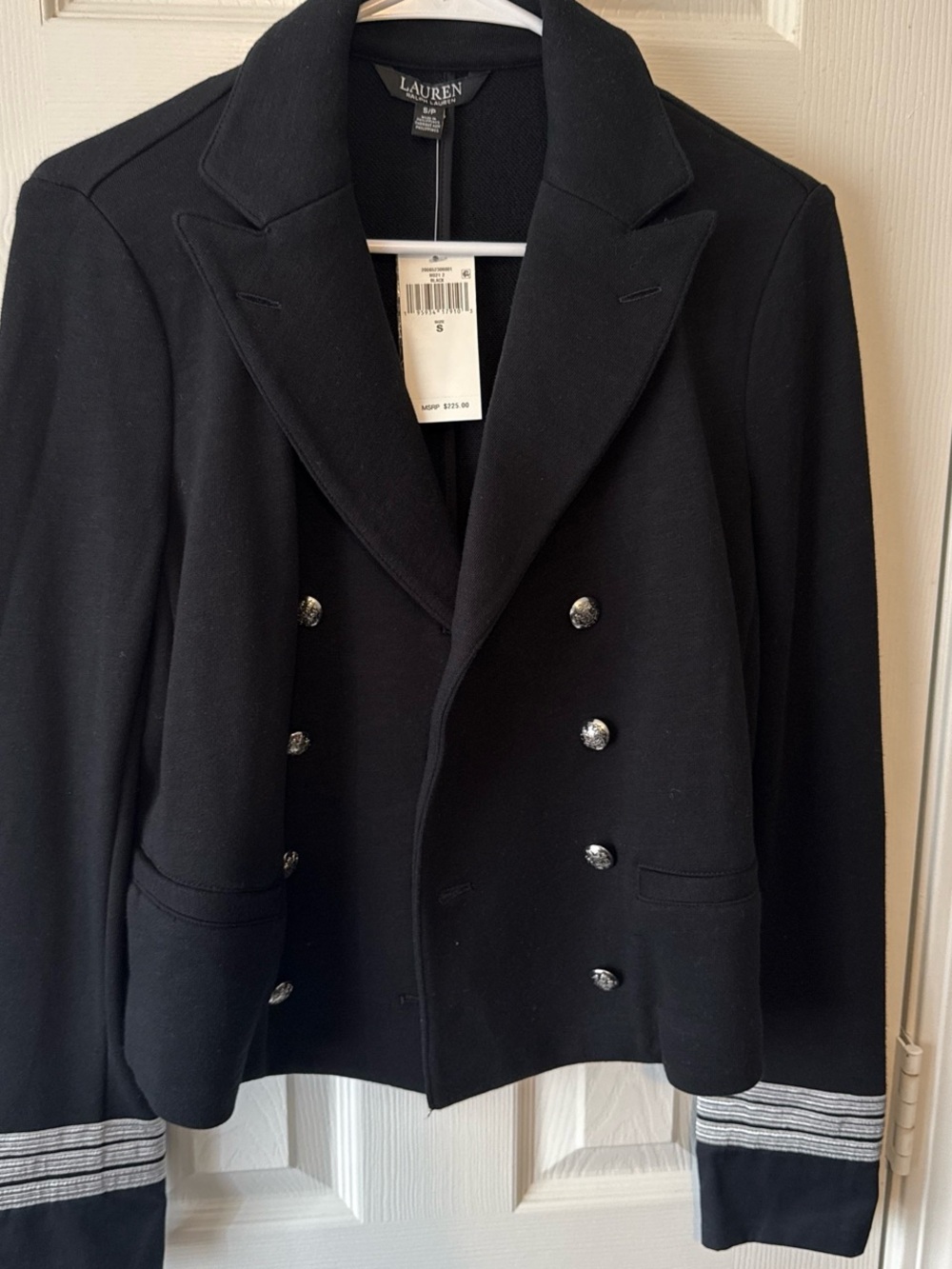 Lauren Ralph Lauren Black Double-Breasted Blazer with Silver Buttons